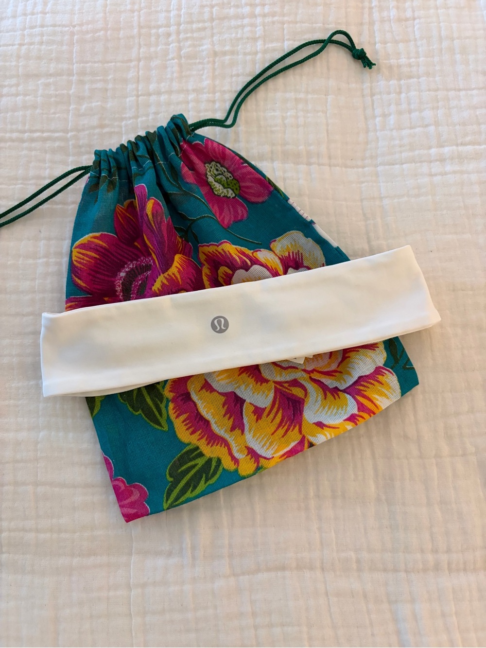 lululemon athletica White Stretch Headband with Reflective Logo